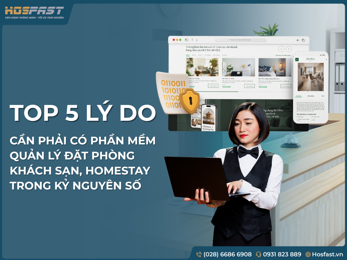 Giao diện phần mềm quản lý đặt phòng HosFast giúp khách sạn, homestay vận hành dễ dàng trên mọi thiết bị 