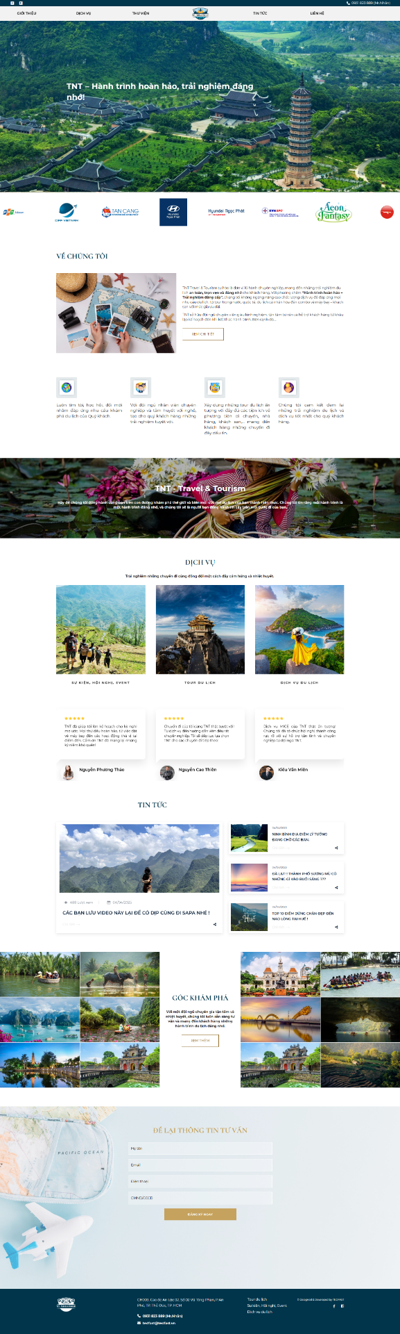 Website cho công ty du lịch & lữ hành HOF-TNT
