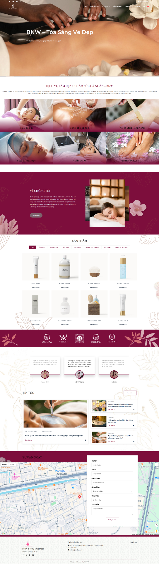Website cho công ty Làm đẹp & Chăm sóc cá nhân HOF-BNW