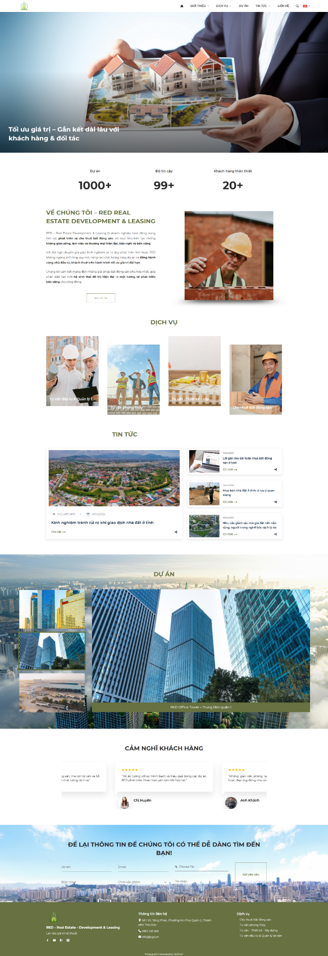 Website cho công ty Bất động sản - Xây bán & Cho thuê HOF-RED