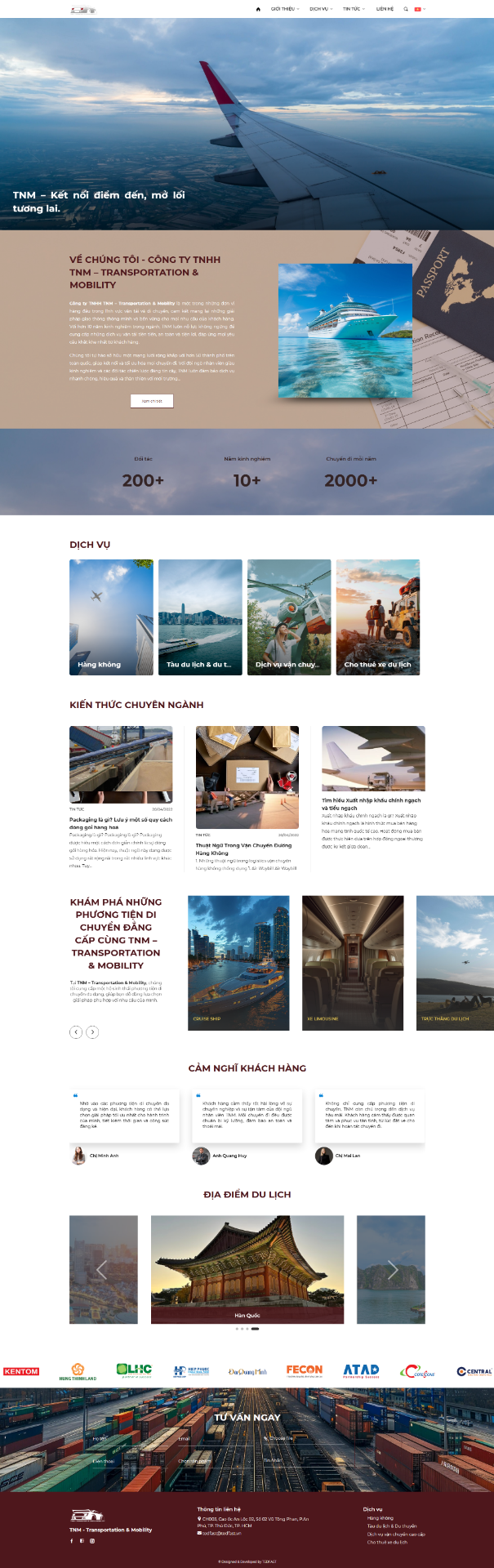 Website cho công ty ngành vận tải du lịch HOF-TNM
